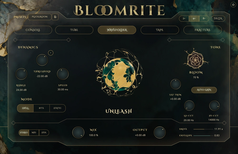 Bloomrite with the Wavefolder style selected.